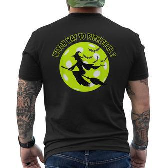 Pickleball Witch On Broom Pickleball Players Halloween Men's T-shirt Back Print | Mazezy