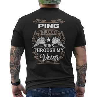 Ping Name Gift Ping Blood Runs Through My Veins V2 Mens Back Print T-shirt - Seseable