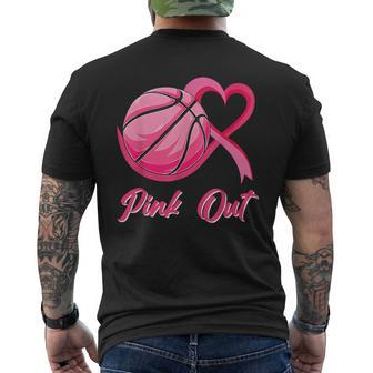 Pink Out Basketball Breast Cancer Awareness Pink Ribbon Men's T-shirt Back Print | Mazezy