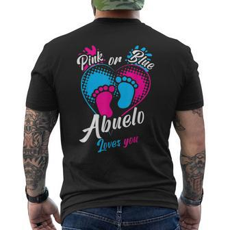 Pink Or Blue Abuelo Loves You Gender Reveal Party Grandpa Mens Back Print T-shirt | Mazezy