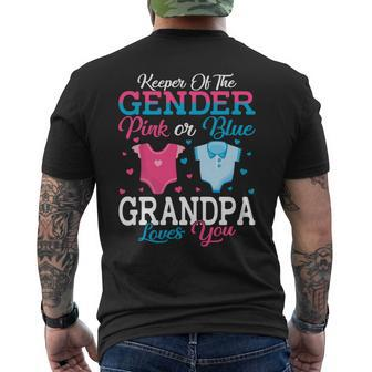 Pink Or Blue Grandpa Keeper Of The Gender Grandpa Loves You Mens Back Print T-shirt | Mazezy