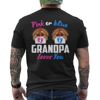 Pink Or Blue Grandpa Loves You- Gender Reveal Thanksgiving Mens Back Print T-shirt | Mazezy