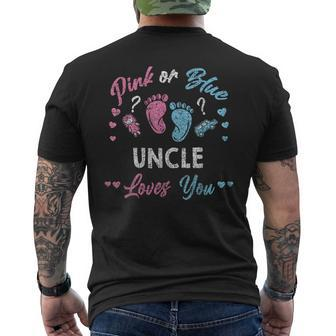 Pink Or Blue Uncle Loves You Gender Reveal Vintage Mens Back Print T-shirt - Seseable