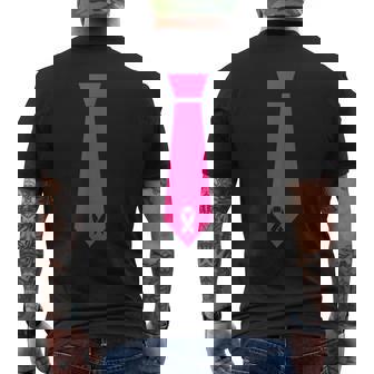 Pink Ribbon Tie Breast Cancer Awareness Men's T-shirt Back Print | Mazezy