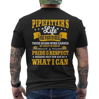 Pipefitter Steamfitter Tradesman Plumber Piping System Mens Back Print T-shirt | Mazezy