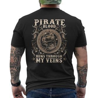 Pirate Blood Runs Through My Veins Pirates Pirate Ship Men's T-shirt Back Print - Seseable