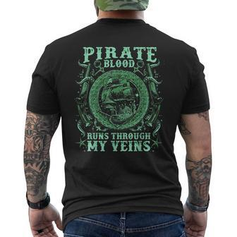 Pirate Blood Runs Through My Veins Pirates Pirate Ship Men's T-shirt Back Print | Mazezy