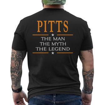 Pitts Name Gift Pitts The Man The Myth The Legend Mens Back Print T-shirt - Seseable