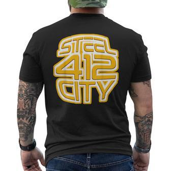 Pittsburgh Sl City Pride 412 Retro Mens Back Print T-shirt | Mazezy