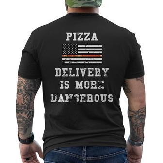 Pizza Delivery Is More Dangerous - Thin Blue Line Pizza Flag Mens Back Print T-shirt - Thegiftio UK