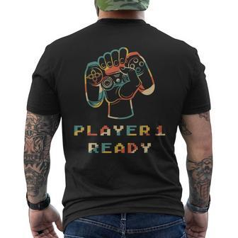 Player 1 Ready In Combo With Player 2 3 And 4 New Parents Mens Back Print T-shirt | Mazezy
