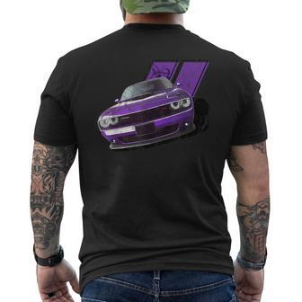 Plum Crazy Modern Muscle Car American V8 Engine Car Design Mens Back Print T-shirt | Mazezy