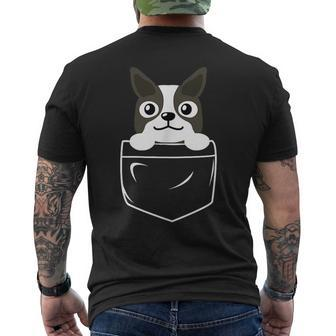 Pocket Boston Terrier Mens Back Print T-shirt | Mazezy