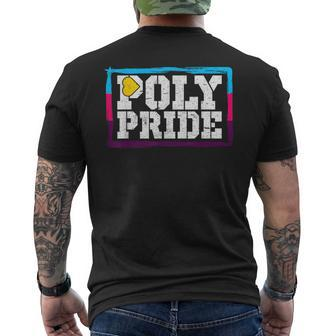 Poly Pride - Polyamory Tricolor Flag Distressed Mens Back Print T-shirt | Mazezy