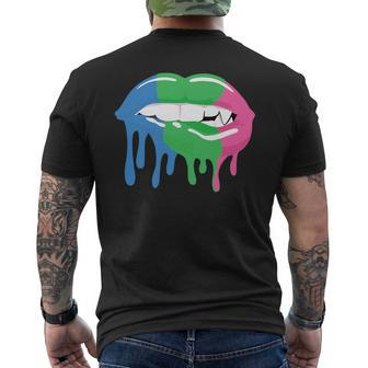 Polysexual Flag Mouth Poly Pride Lgbtq Lips Mens Back Print T-shirt | Mazezy