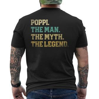 Poppi The Man Myth Legend Fathers Day Grandpa Top Best Mens Back Print T-shirt | Mazezy