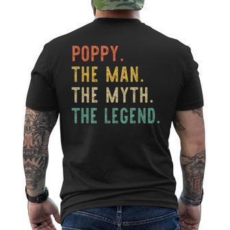 Poppy The Man The Myth The Legend Fathers Day Vintage Retro Mens Back Print T-shirt - Seseable