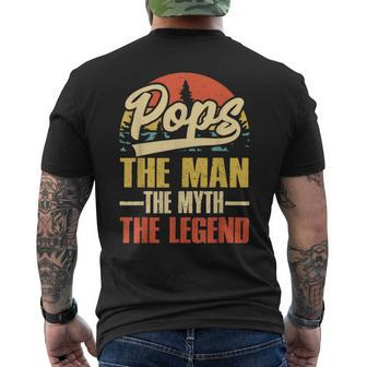Pops Grandpa Dad Birthday Fathers Day Funny Men Legend Mens Back Print T-shirt - Seseable