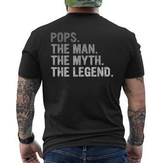 Pops The Man The Myth The Legend Fathers Day Gift Grandpa Mens Back Print T-shirt - Seseable