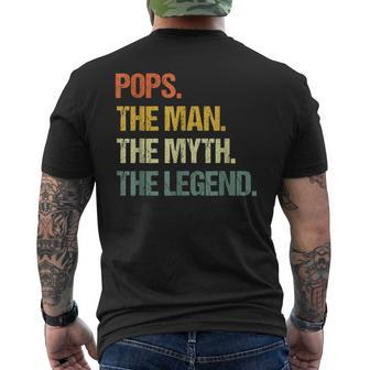 Pops The Man The Myth The Legend Fathers Day Men's Crewneck Short Sleeve Back Print T-shirt - Monsterry DE