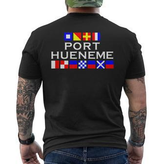 Port Hueneme Ventura County California Nautical Signal Flag Men's T-shirt Back Print | Mazezy
