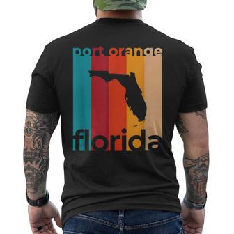 Port Orange Florida Retro Cutout Fl Souvenir Men's T-shirt Back Print | Mazezy