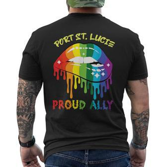 Port St Lucie Proud Ally Lgbtq Pride Sayings Mens Back Print T-shirt | Mazezy