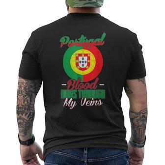 Portugal Blood Runs Through My Veins For Portuguese Men's T-shirt Back Print - Seseable