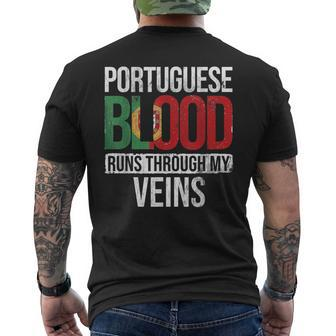 Portuguese Blood Runs Through My Veins Portugal Portuguese Men's T-shirt Back Print - Seseable