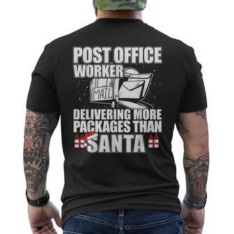 Post Office Worker More Packages Than Santa Xmas Mens Back Print T-shirt - Thegiftio UK