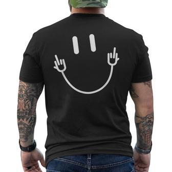 Power Socket Smile Middle Finger Hand Icon Meme Electrician Electrician Funny Gifts Mens Back Print T-shirt | Mazezy