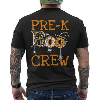 Pre-K Boo Crew Teacher Student Team Halloween Costume Men's T-shirt Back Print - Monsterry