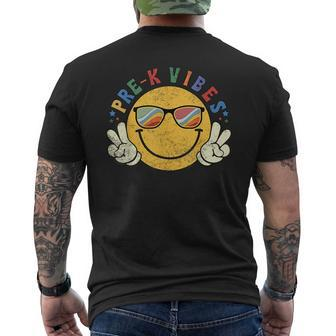 Pre-K Vibes Happy Face Smile Back To School Men's T-shirt Back Print - Seseable
