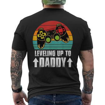 Pregnancy Announcement For Gamer Dad Leveling Up To Dad Mens Back Print T-shirt - Seseable