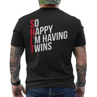 Pregnancy Announcement So Happy That Im Having Twins Funny Mens Back Print T-shirt | Mazezy