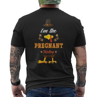 Pregnant Turkey Matching Thanksgiving Outfits Couples Pjs Mens Back Print T-shirt | Mazezy
