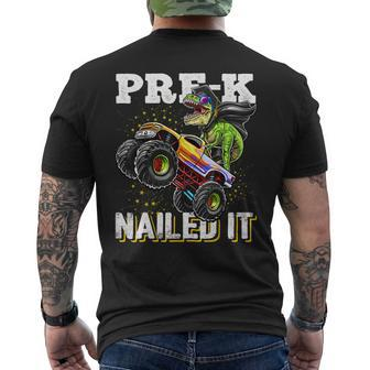 Prek Nailed It Dinosaur Monster Truck Graduation Cap Men's Back Print T-shirt | Mazezy