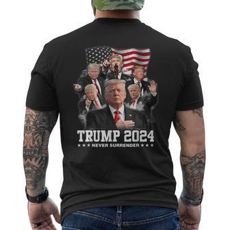 President Donald J Trump 2024 Never Surrender Men's T-shirt Back Print | Mazezy