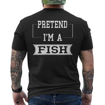 Pretend I'm A Fish Lazy Halloween Costume Party Men's T-shirt Back Print | Mazezy