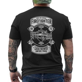 Pride And Courage Firefighter Mens Back Print T-shirt | Mazezy