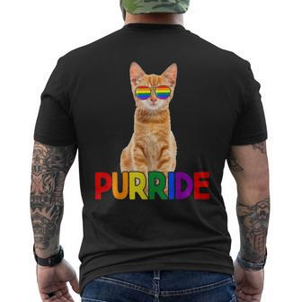 Pride Gay Cute Cat Purride Lgbtq Men's T-shirt Back Print | Mazezy