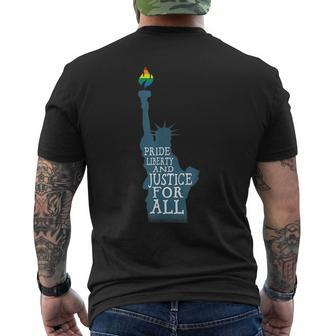 Pride Liberty And Justice For All Lgbt Pride Mens Back Print T-shirt | Mazezy