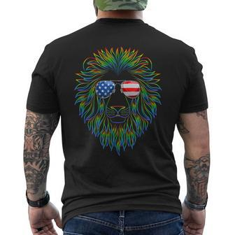 Pride Of The United State Lion With Usa Sunglasses Mens Back Print T-shirt | Mazezy