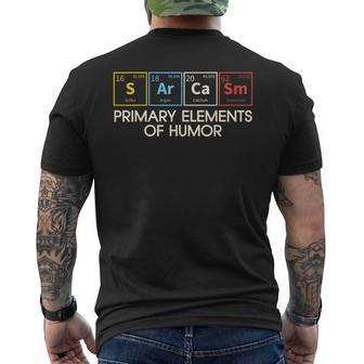 Primary Elements Of Humor Irony Words Sarcasm Mens Back Print T-shirt | Mazezy DE