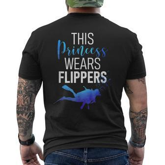 This Princess Wears Flippers Scuba Diver Quote Graphic Men's T-shirt Back Print | Mazezy