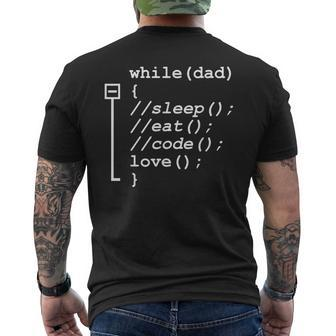 Programmer Dad Sleep Eat Code Father's Day Men's T-shirt Back Print | Mazezy
