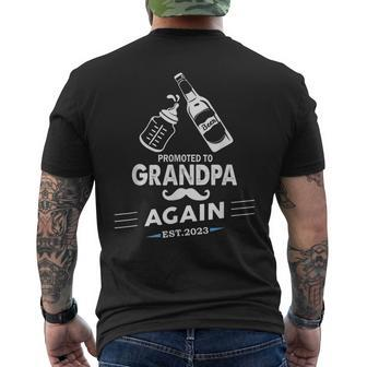 Promoted To Grandpa Again 2023 Baby Pregnancy Announcements Men's Back Print T-shirt | Mazezy