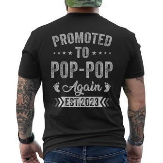 Promoted To Pop Pop Again Est 2023 Pregnancy Announcement Men's T-shirt Back Print | Mazezy
