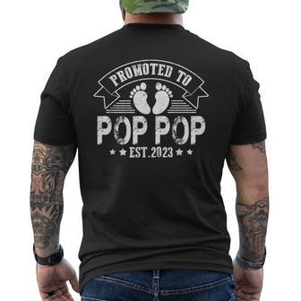 Promoted To Pop Pop Est 2023 Pregnancy Announcement Men's T-shirt Back Print | Mazezy