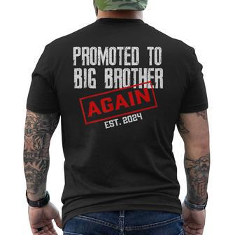 Promoted To Big Brother Again Est 2024 Big Bro 2024 Apparel Mens Back Print T-shirt - Seseable